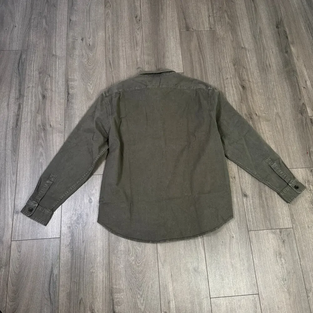 J.Crew Garment-dyed Twill Overshirt Mens XL Greenish Gray Long Sleeve Button Up